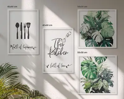 Billedsæt med rammer køkkenredskabsmønstre med blade