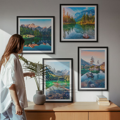 Billedvæg over sofa Bjergsøer naturlandskab