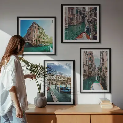 Arkitekturen i Venedigs kanaler billedsæt med ramme
