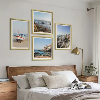 Billedvæg til over sofaen udsigt over Grækenland med huse