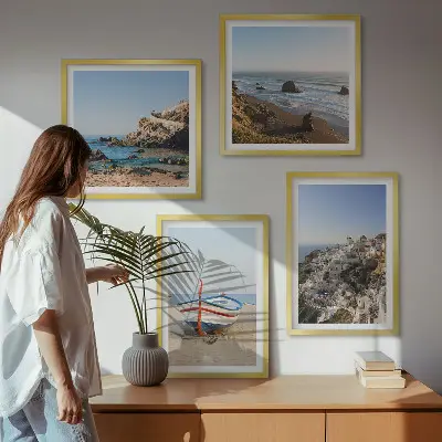 Billedvæg til over sofaen udsigt over Grækenland med huse