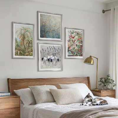 Billedvæg over sofa Tropiske planter fugle natur