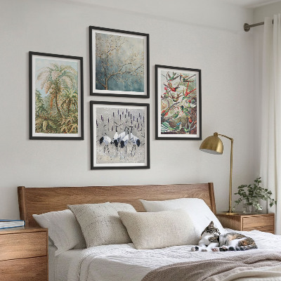 Billedvæg over sofa Tropiske planter fugle natur