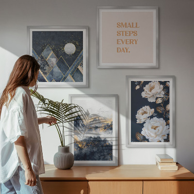 Billedsæt med ramme Abstrakte bjerge blomster inspiration