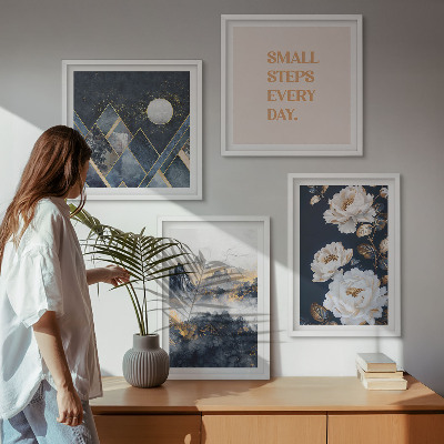 Billedsæt med ramme Abstrakte bjerge blomster inspiration