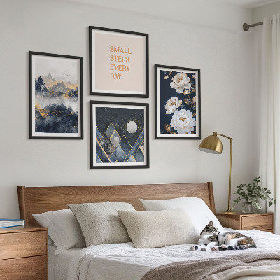 Billedsæt med ramme Abstrakte bjerge blomster inspiration