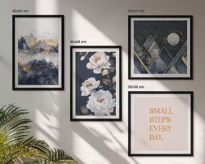 Billedsæt med ramme Abstrakte bjerge blomster inspiration