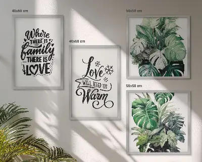 Akvarelplakat med familie og kærlighed billedvæg til ophængning over sofaen