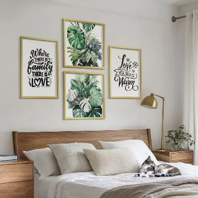 Akvarelplakat med familie og kærlighed billedvæg til ophængning over sofaen