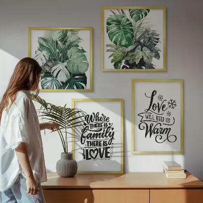 Akvarelplakat med familie og kærlighed billedvæg til ophængning over sofaen