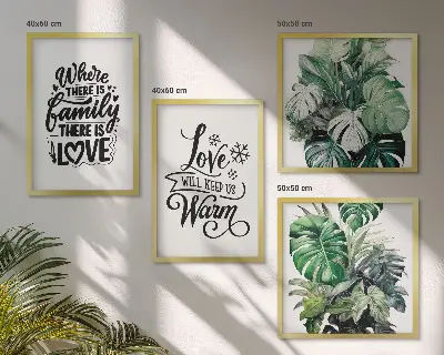 Akvarelplakat med familie og kærlighed billedvæg til ophængning over sofaen