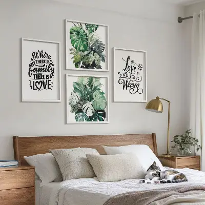 Akvarelplakat med familie og kærlighed billedvæg til ophængning over sofaen