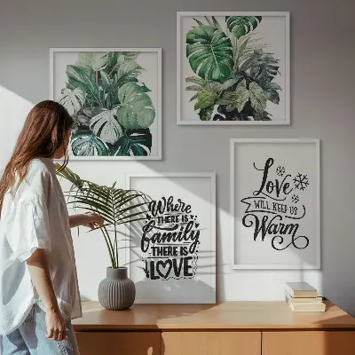 Akvarelplakat med familie og kærlighed billedvæg til ophængning over sofaen