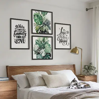 Akvarelplakat med familie og kærlighed billedvæg til ophængning over sofaen