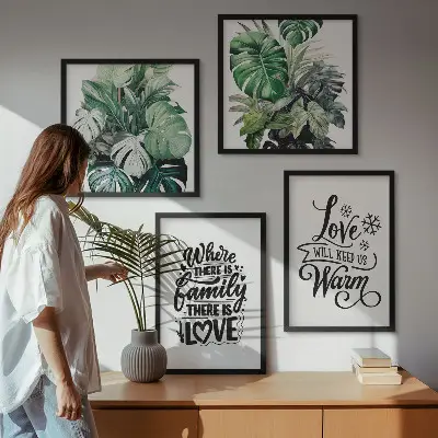 Akvarelplakat med familie og kærlighed billedvæg til ophængning over sofaen