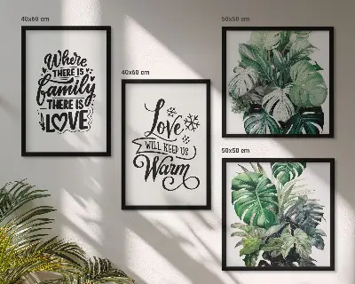 Akvarelplakat med familie og kærlighed billedvæg til ophængning over sofaen