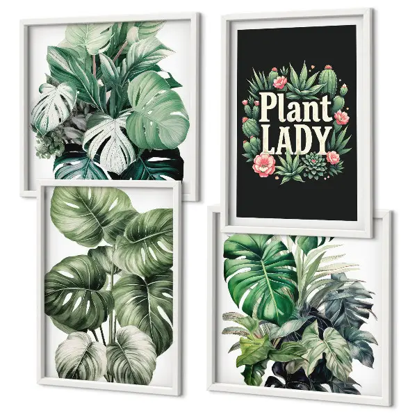 Tropiske planter Plant Lady billedsæt med ramme