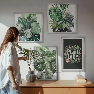 Tropiske planter Plant Lady billedsæt med ramme