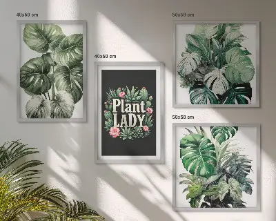 Tropiske planter Plant Lady billedsæt med ramme