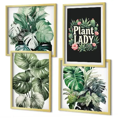 Tropiske planter Plant Lady billedsæt med ramme