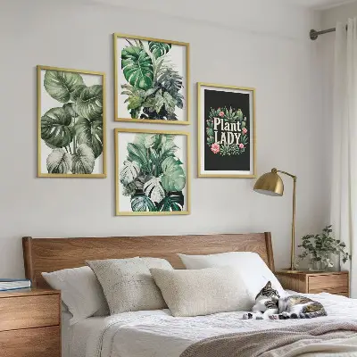 Tropiske planter Plant Lady billedsæt med ramme