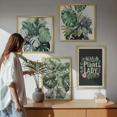 Tropiske planter Plant Lady billedsæt med ramme