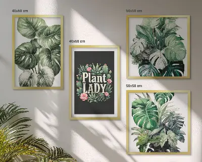 Tropiske planter Plant Lady billedsæt med ramme