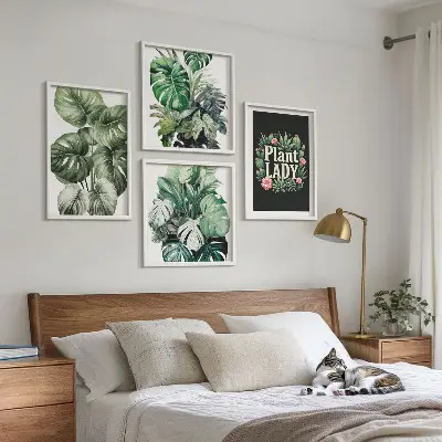 Tropiske planter Plant Lady billedsæt med ramme