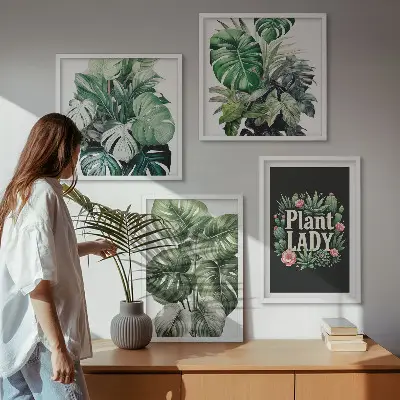 Tropiske planter Plant Lady billedsæt med ramme