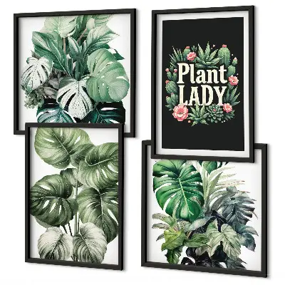 Tropiske planter Plant Lady billedsæt med ramme