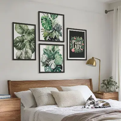 Tropiske planter Plant Lady billedsæt med ramme