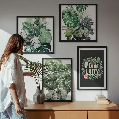 Tropiske planter Plant Lady billedsæt med ramme