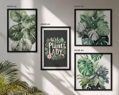Tropiske planter Plant Lady billedsæt med ramme