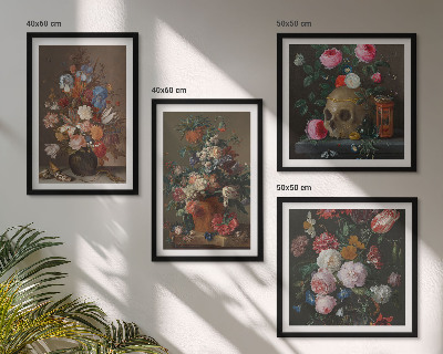 Billedvæg over sofa Blomster i vaser kompositioner
