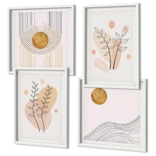 Minimalistiske plantetegninger billedsæt med ramme