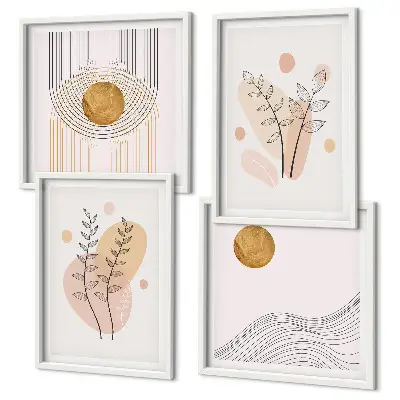 Minimalistiske plantetegninger billedsæt med ramme