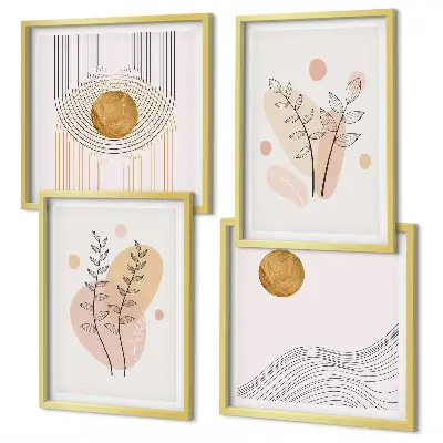 Minimalistiske plantetegninger billedsæt med ramme