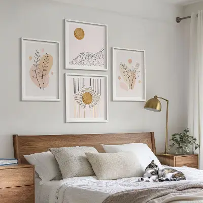 Minimalistiske plantetegninger billedsæt med ramme
