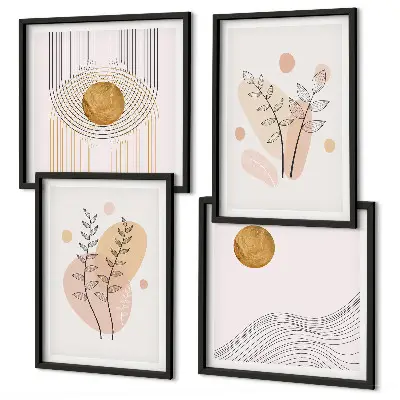 Minimalistiske plantetegninger billedsæt med ramme
