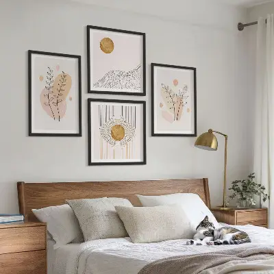 Minimalistiske plantetegninger billedsæt med ramme