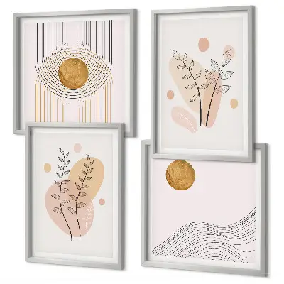 Minimalistiske plantetegninger billedsæt med ramme