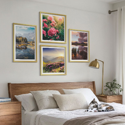 Billedsæt med ramme blomster haven bjerg eng vand