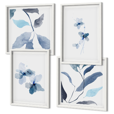 Billedvæg over sofa Minimalistiske blå blomster