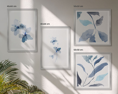 Billedvæg over sofa Minimalistiske blå blomster