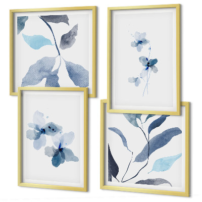 Billedvæg over sofa Minimalistiske blå blomster