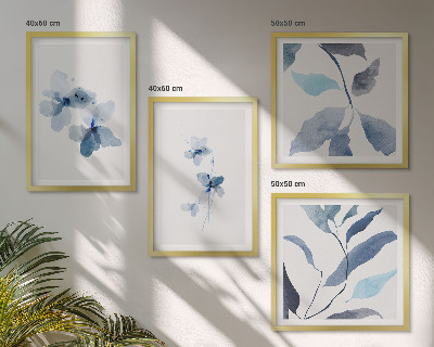 Billedvæg over sofa Minimalistiske blå blomster