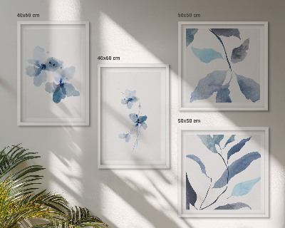 Billedvæg over sofa Minimalistiske blå blomster