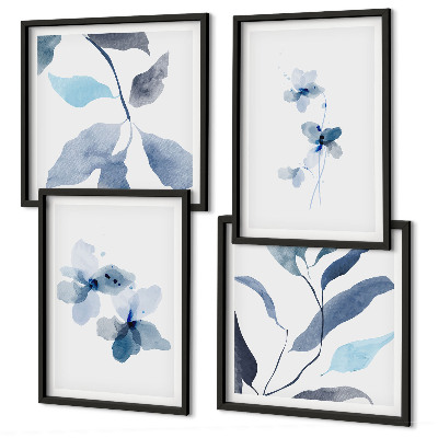 Billedvæg over sofa Minimalistiske blå blomster