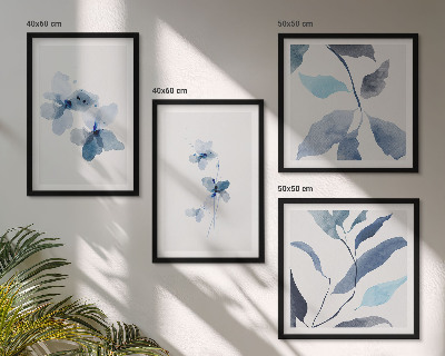 Billedvæg over sofa Minimalistiske blå blomster