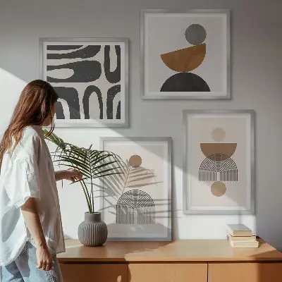 Billedsæt med ramme med abstrakt boho-design